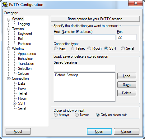 Screenshot showing settings for a PuTTY terminal